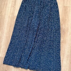 Zara Blue and White polka dot Midi Skirt